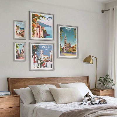 Ensemble de 5 tableaux Architecture des villes européennes