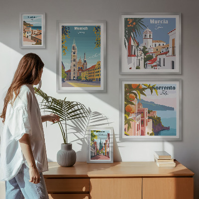 Ensemble de 5 tableaux Architecture des villes européennes