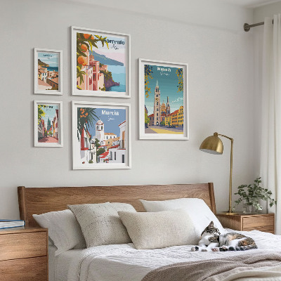 Ensemble de 5 tableaux Architecture des villes européennes