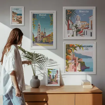 Architecture des villes européennes ensemble de 5 tableaux