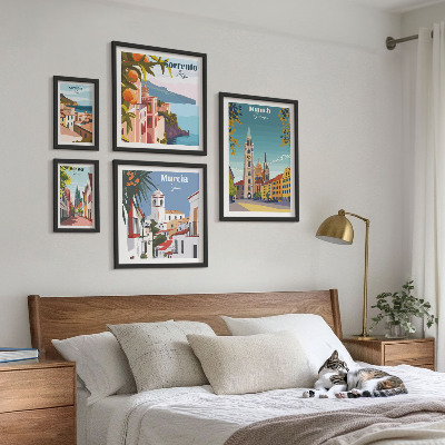 Ensemble de 5 tableaux Architecture des villes européennes