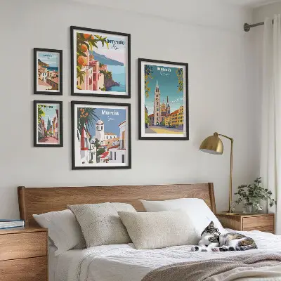 Architecture des villes européennes ensemble de 5 tableaux