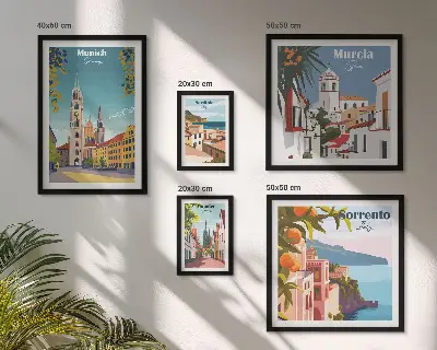 Architecture des villes européennes ensemble de 5 tableaux