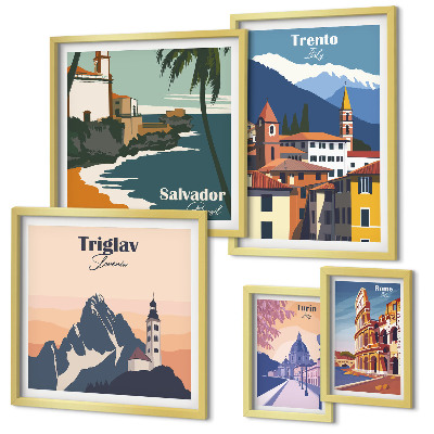 Lot de tableaux encadrés Paysages urbains européens