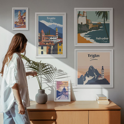 Lot de tableaux encadrés Paysages urbains européens