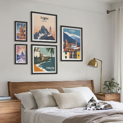 Lot de tableaux encadrés Paysages urbains européens