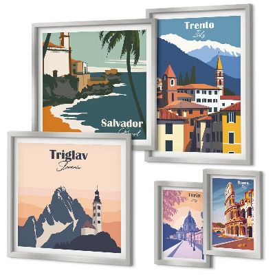 Lot de tableaux encadrés Paysages urbains européens