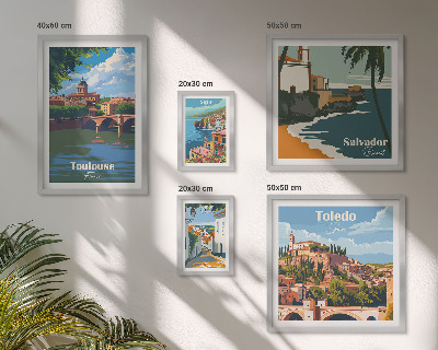 Ensemble de 5 tableaux Vues sur les villes européennes et les paysages
