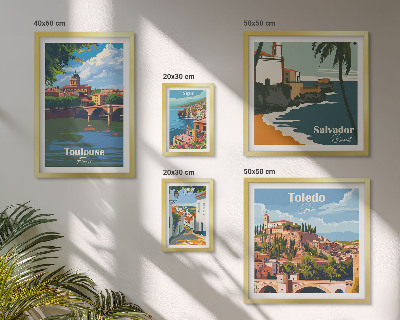 Ensemble de 5 tableaux Vues sur les villes européennes et les paysages