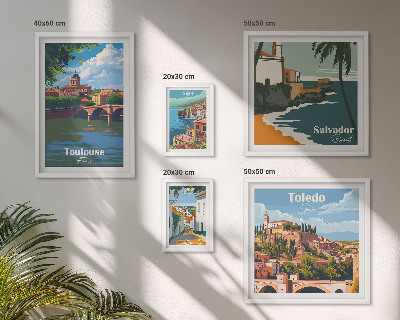 Ensemble de 5 tableaux Vues sur les villes européennes et les paysages