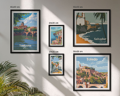 Ensemble de 5 tableaux Vues sur les villes européennes et les paysages