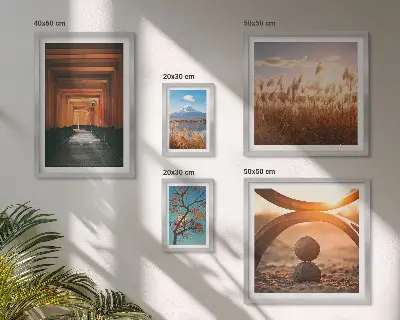 Lot de tableaux encadrés représentant des paysages naturels zen et tranquilles