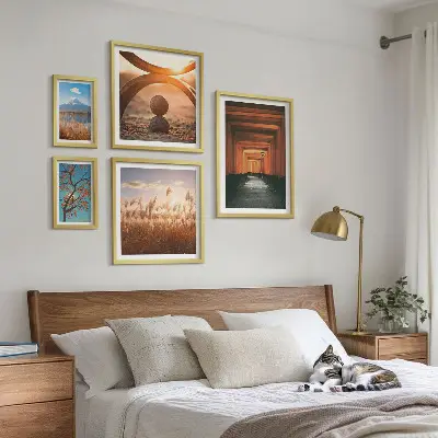 Lot de tableaux encadrés représentant des paysages naturels zen et tranquilles