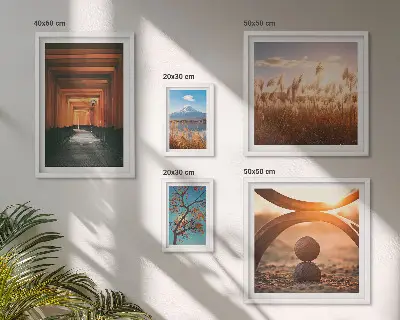 Lot de tableaux encadrés représentant des paysages naturels zen et tranquilles