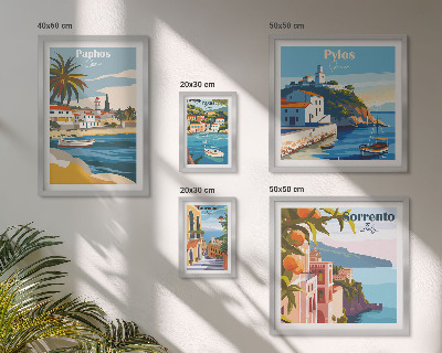Ensemble de 5 tableaux Paysages marins des villes d'Europe