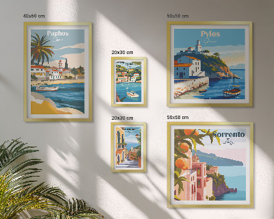 Ensemble de 5 tableaux Paysages marins des villes d'Europe