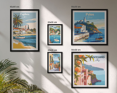 Ensemble de 5 tableaux Paysages marins des villes d'Europe