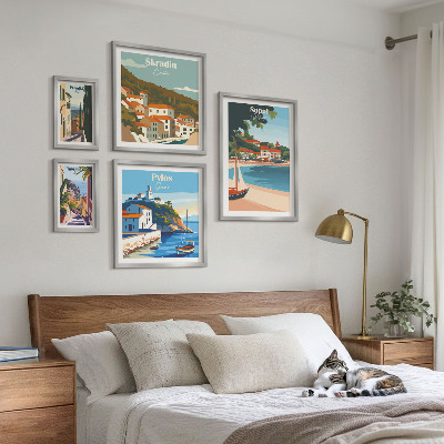 Lot de tableaux encadrés Paysages des villes côtières