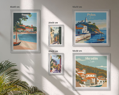 Lot de tableaux encadrés Paysages des villes côtières