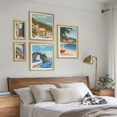 Lot de tableaux encadrés Paysages des villes côtières