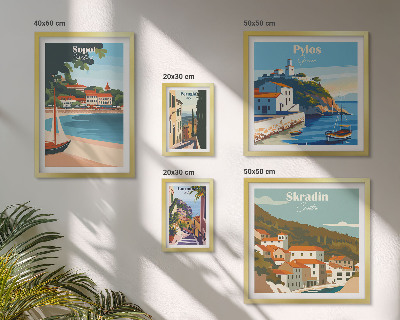 Lot de tableaux encadrés Paysages des villes côtières