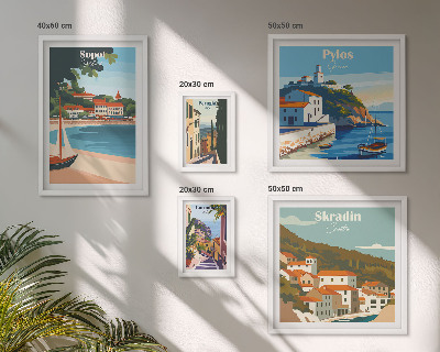 Lot de tableaux encadrés Paysages des villes côtières