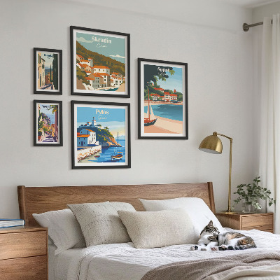 Lot de tableaux encadrés Paysages des villes côtières