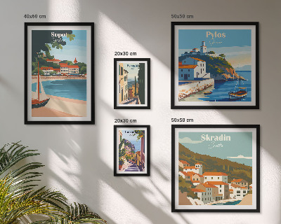 Lot de tableaux encadrés Paysages des villes côtières