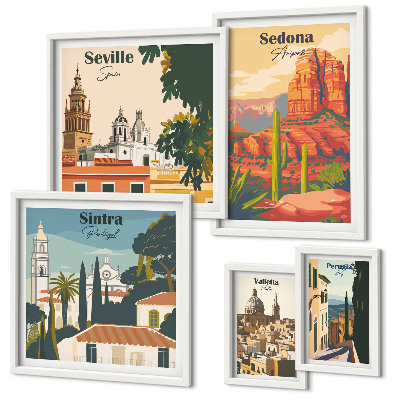 Ensemble de 5 tableaux Paysages touristiques du monde
