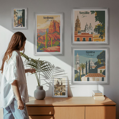Ensemble de 5 tableaux Paysages touristiques du monde