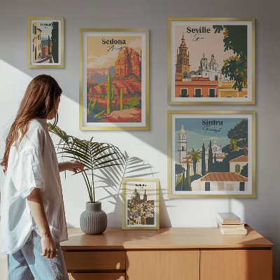 Ensemble de 5 tableaux Paysages touristiques du monde