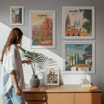 Ensemble de 5 tableaux Paysages touristiques du monde
