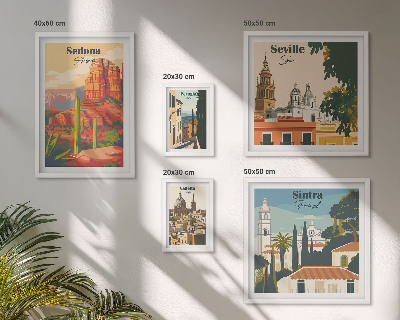 Ensemble de 5 tableaux Paysages touristiques du monde