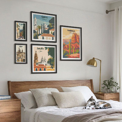 Ensemble de 5 tableaux Paysages touristiques du monde
