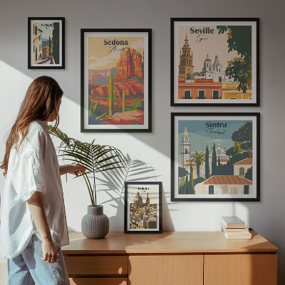 Ensemble de 5 tableaux Paysages touristiques du monde