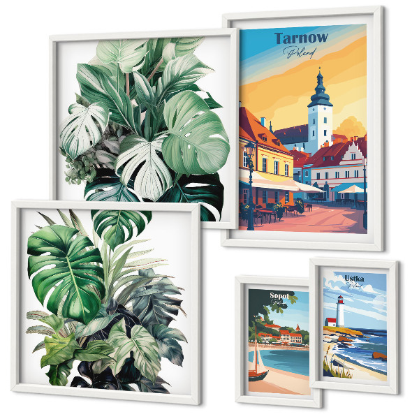 Lot de tableaux encadrés Flore des villes côtières polonaises