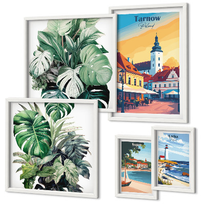 Lot de tableaux encadrés Flore des villes côtières polonaises