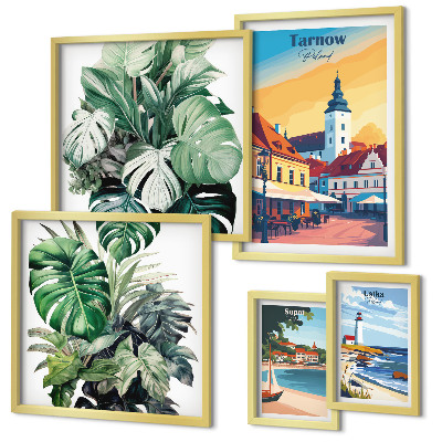 Lot de tableaux encadrés Flore des villes côtières polonaises