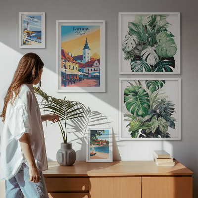 Lot de tableaux encadrés Flore des villes côtières polonaises