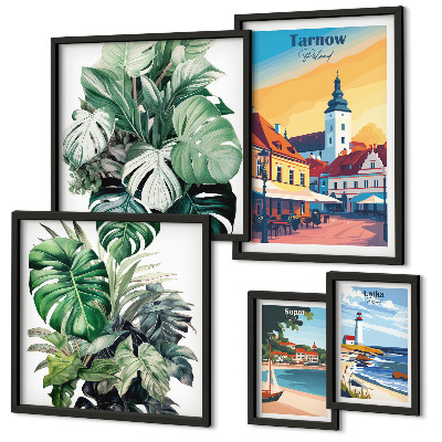 Lot de tableaux encadrés Flore des villes côtières polonaises