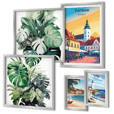 Lot de tableaux encadrés Flore des villes côtières polonaises