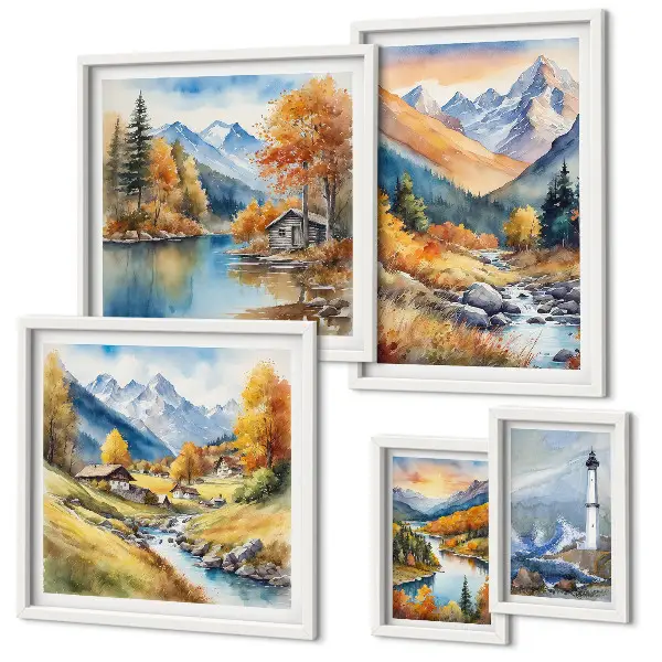 Phare des rivières de montagne ensemble de 5 tableaux