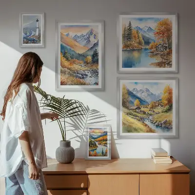 Phare des rivières de montagne ensemble de 5 tableaux