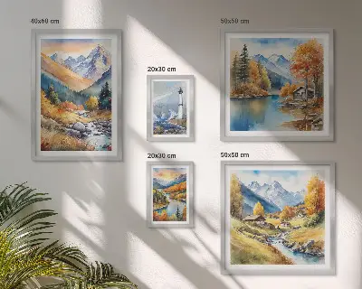 Phare des rivières de montagne ensemble de 5 tableaux