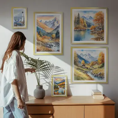 Phare des rivières de montagne ensemble de 5 tableaux