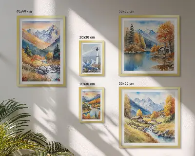Phare des rivières de montagne ensemble de 5 tableaux