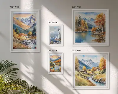 Phare des rivières de montagne ensemble de 5 tableaux