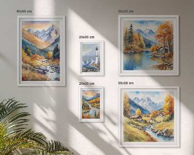 Ensemble de 5 tableaux Phare des rivières de montagne
