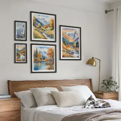 Phare des rivières de montagne ensemble de 5 tableaux