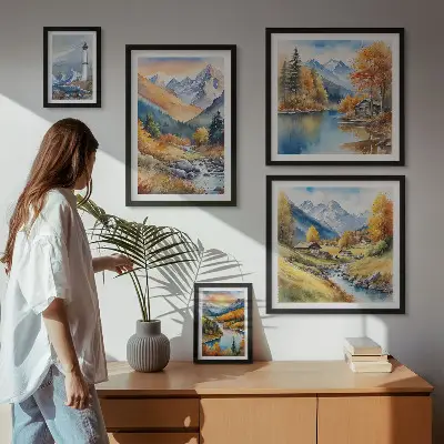 Phare des rivières de montagne ensemble de 5 tableaux